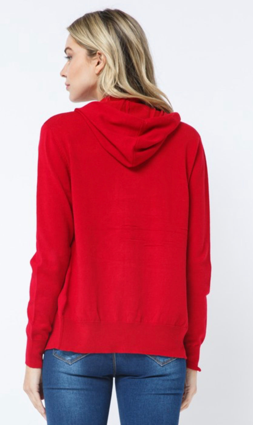 Knit Sweater Zip Up Hoodie