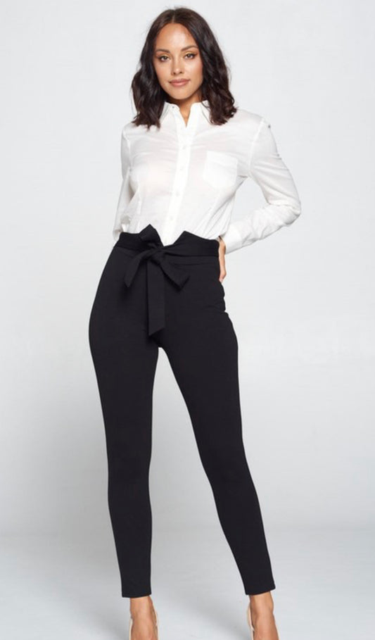 SELF RIBBON TIE PONTE PANTS