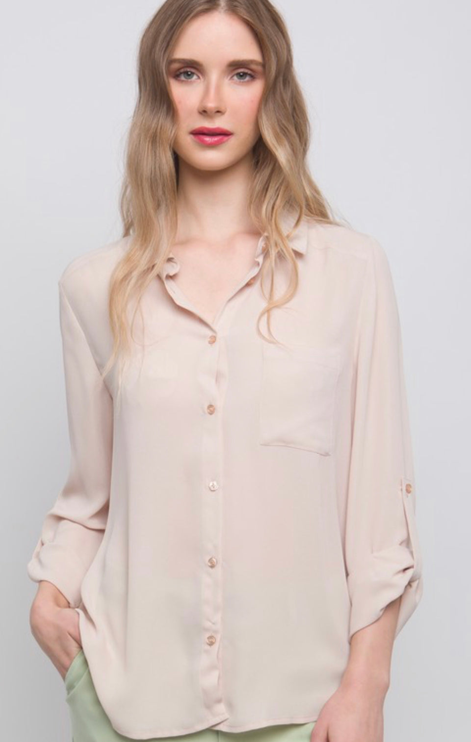 Long Sleeve Collared Blouse