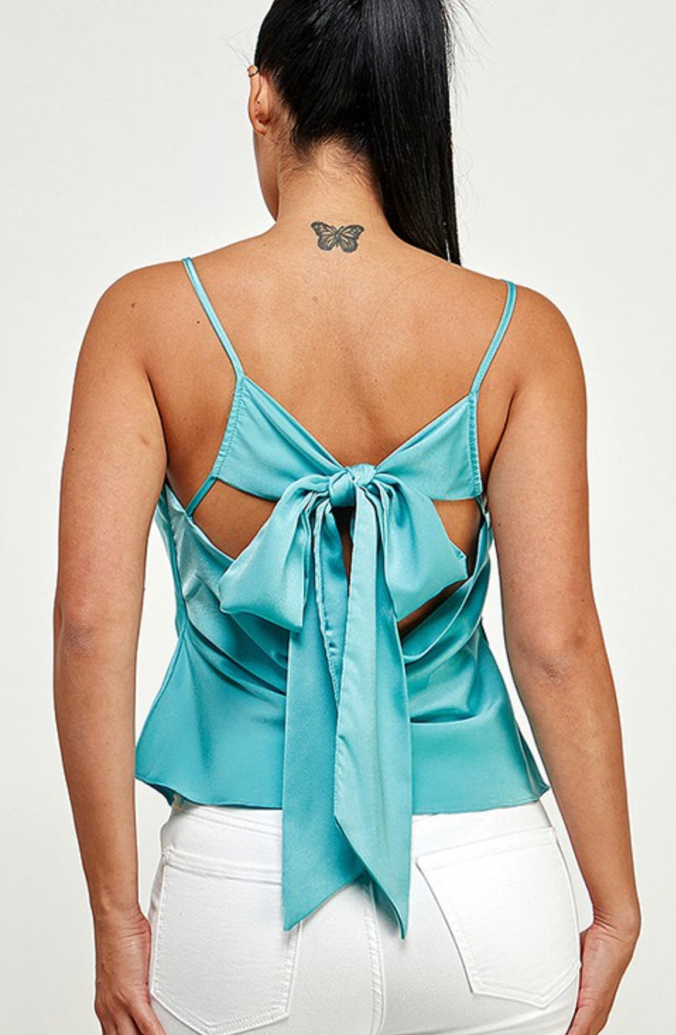 Cowl Neck Cami Top with Back Tie Detail