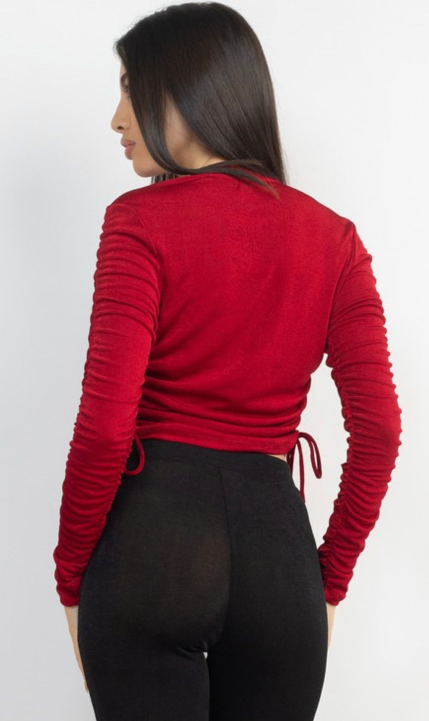 Side Ruching Long Sleeve Top