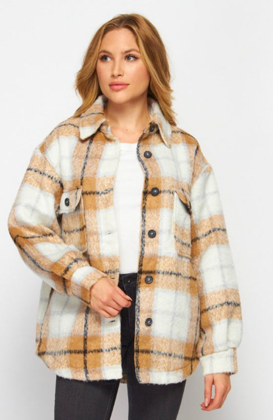 Soft Oversized Button Down Plaid Shacket