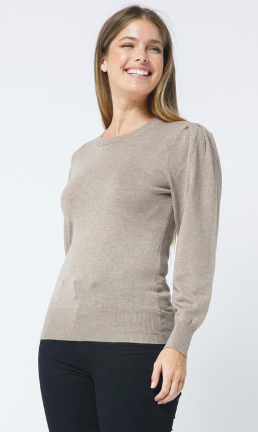 Womens Puff Sleeve Turtle Neck Sweater