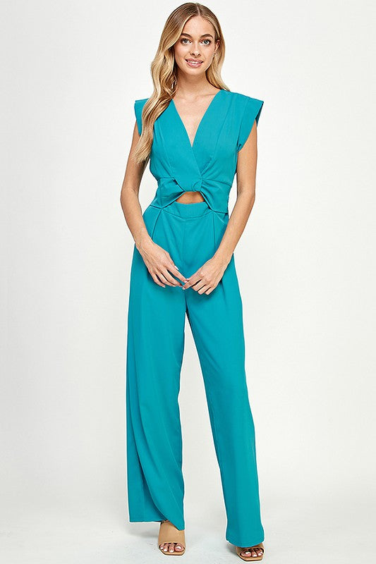 Jumpsuit with Twist Front and Cut Out