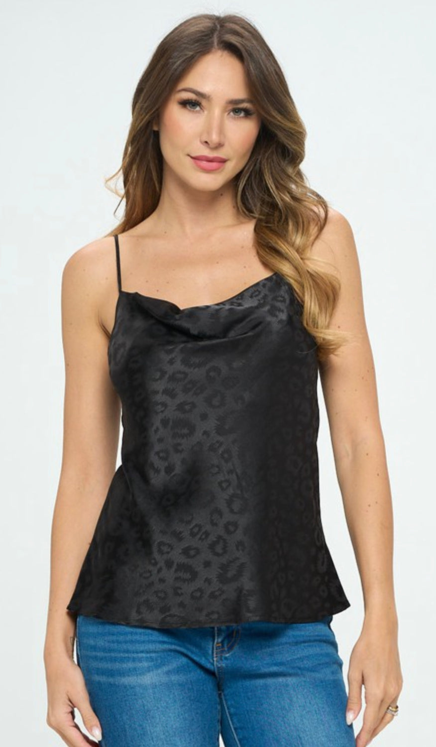 Satin Animal Cowl Necked Camisole Top