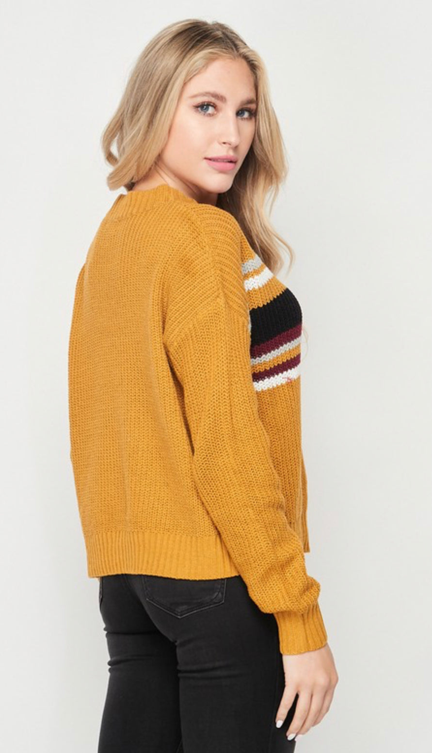 Color Striped Knit Pullover Sweater