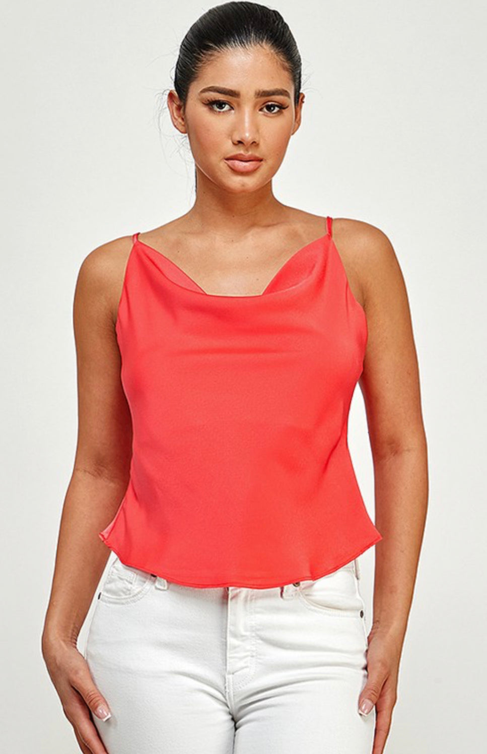 Cowl Neck Cami Top with Back Tie Detail