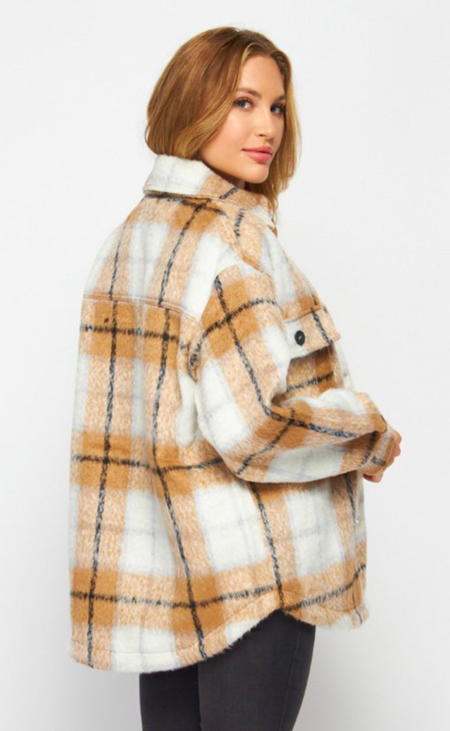 Soft Oversized Button Down Plaid Shacket