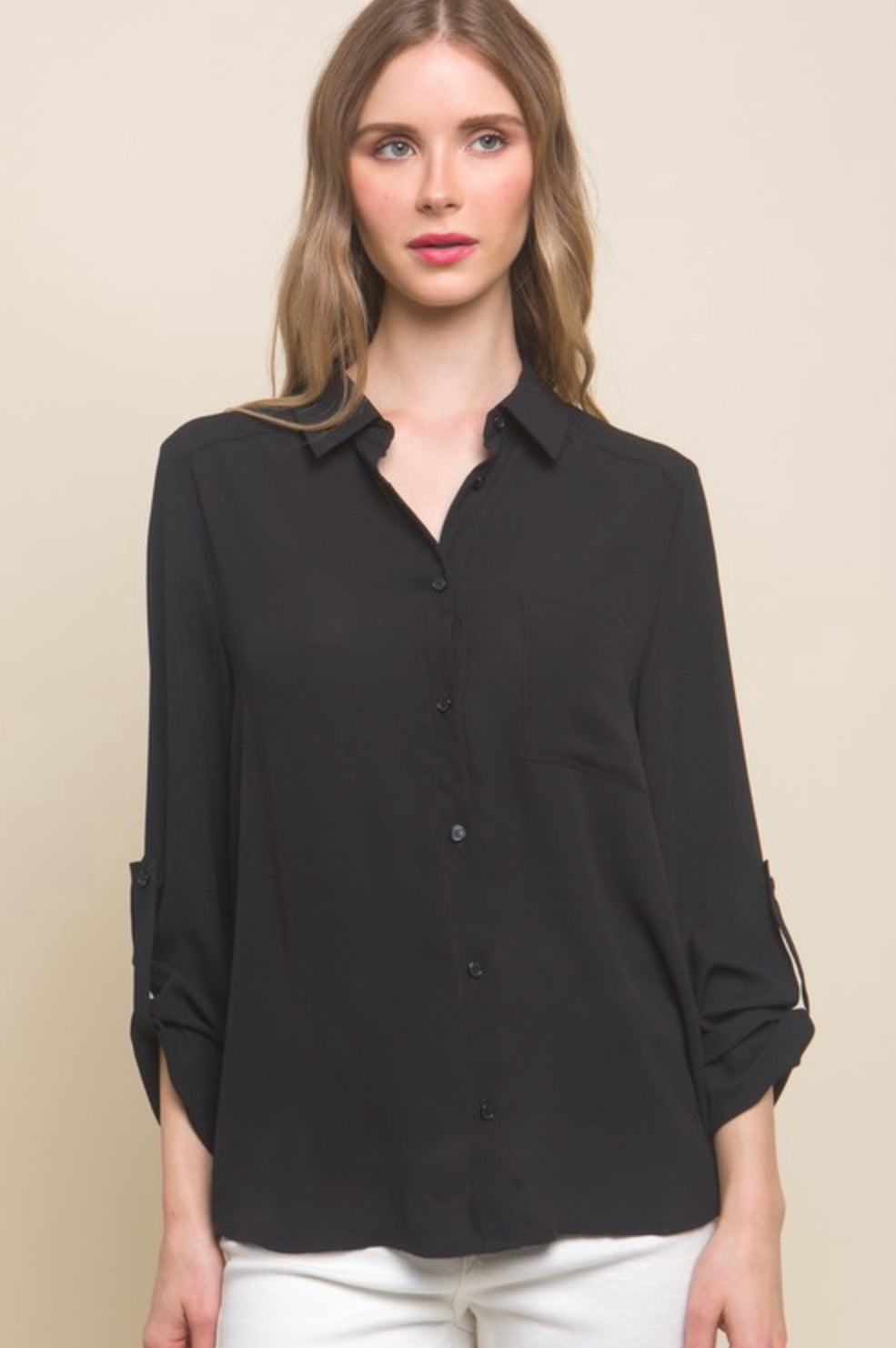 Long Sleeve Collared Blouse