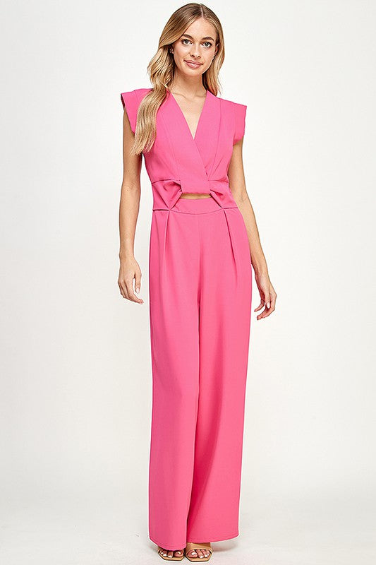 Jumpsuit with Twist Front and Cut Out