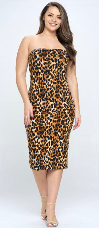 Cupro Animal Printed Tube Dress with Full Inner Lining