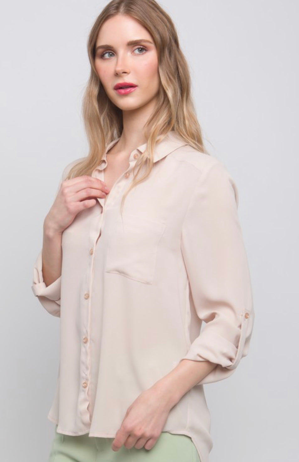 Long Sleeve Collared Blouse