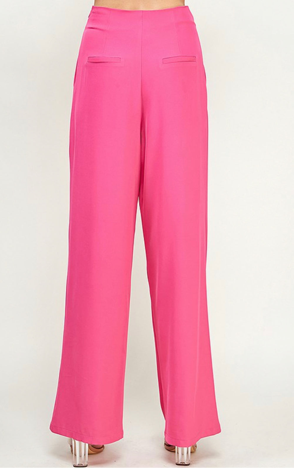 Wide Leg Long Pants with Button Detail