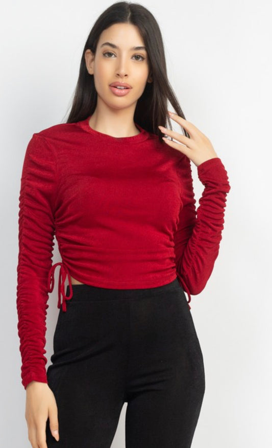 Side Ruching Long Sleeve Top