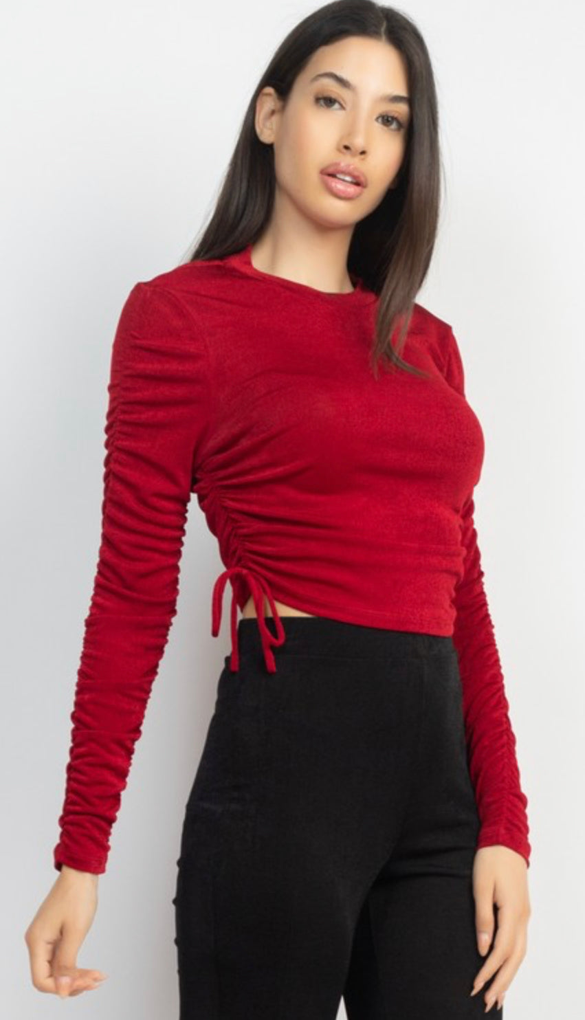 Side Ruching Long Sleeve Top