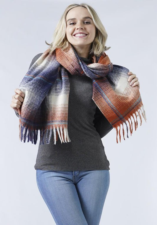 Plaid Soft Scarf w/ tassels