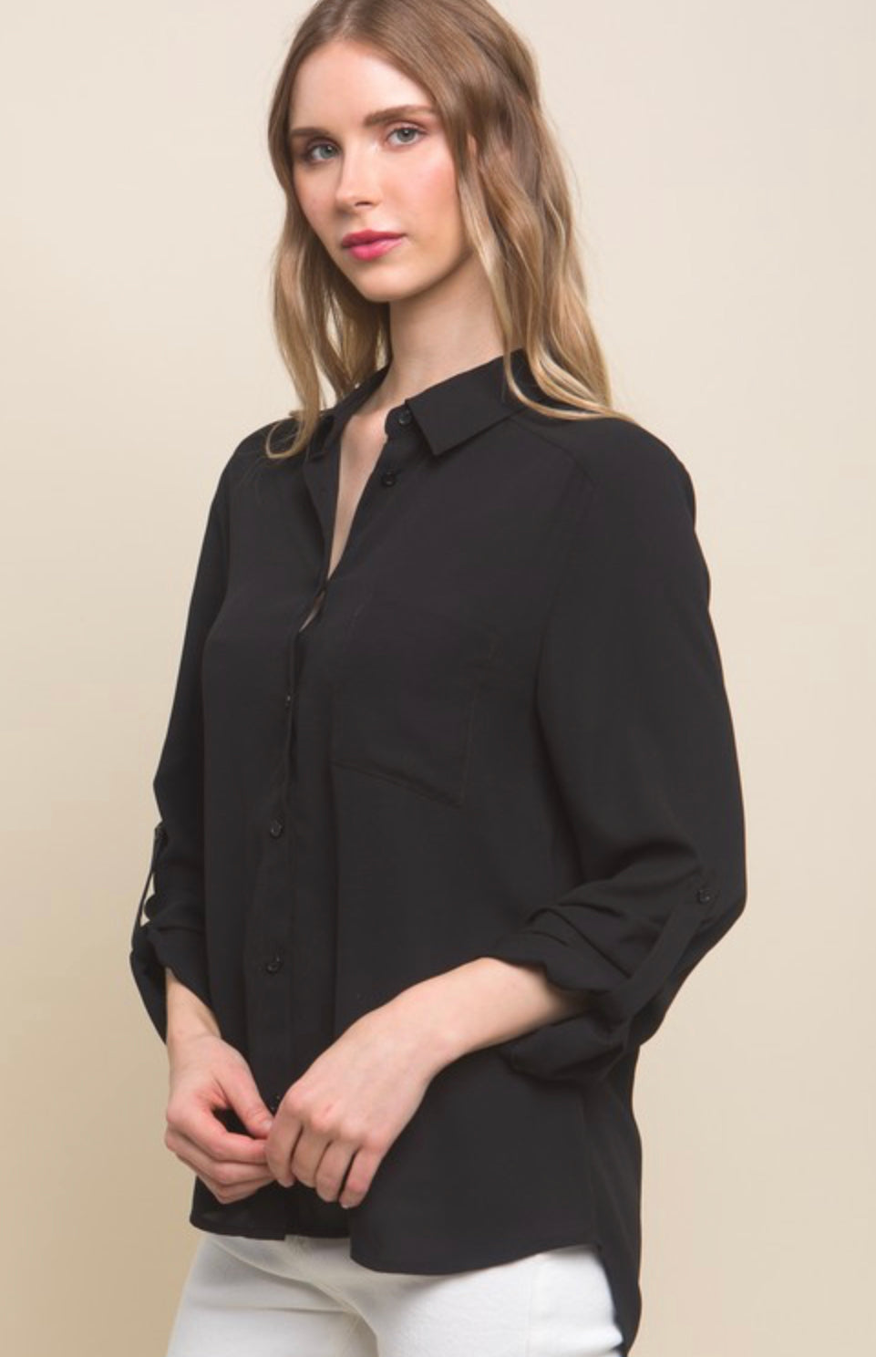 Long Sleeve Collared Blouse