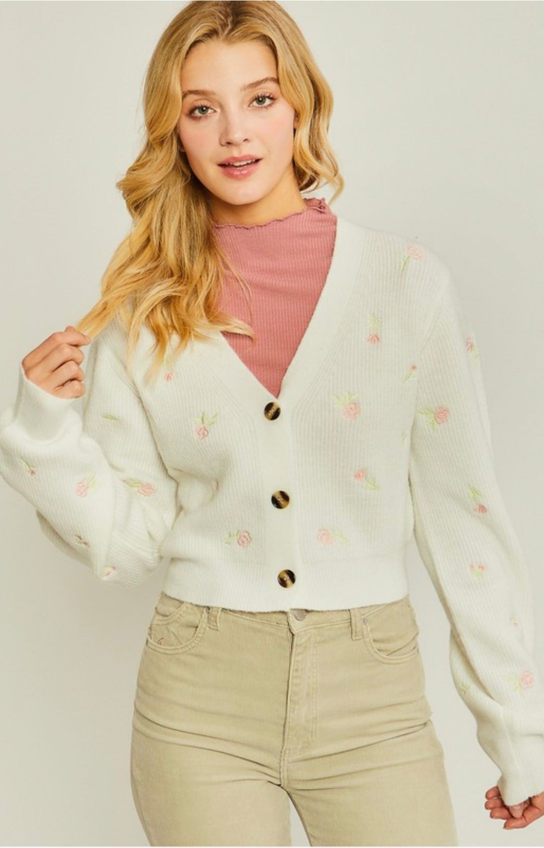 Rose Embroidered Cardigan